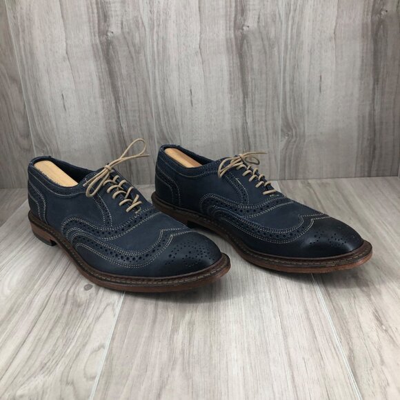 Allen Edmonds Dress Shoes Mens 9.5D Neumok Blue Leather Wingtip Derby Oxfords - Picture 3 of 11